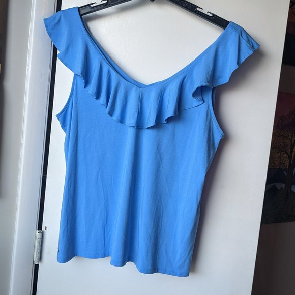 Lilly Pulitzer Tops - Lilly Pulitzer Light Blue Ruffle Blouse Size Extra Large (XL)